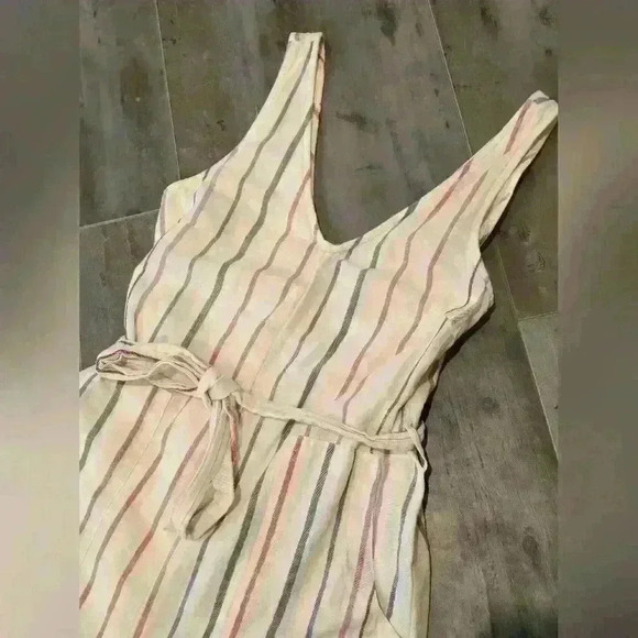 American Eagle Multi Colored Striped Linen Jumpsuit - Picture 10 of 14